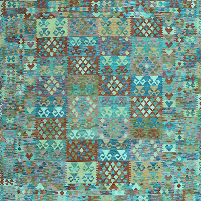 Square Southwestern Light Blue Country Rug, con2538lblu