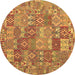 Round Southwestern Brown Country Rug, con2538brn