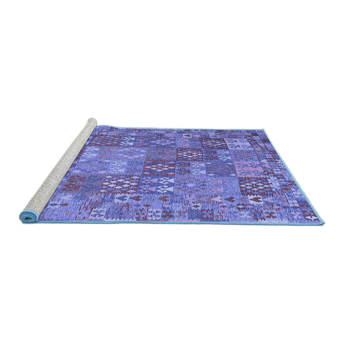 Sideview of Machine Washable Southwestern Blue Country Rug, wshcon2538blu