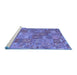 Sideview of Machine Washable Southwestern Blue Country Rug, wshcon2538blu