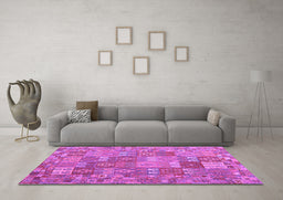 Machine Washable Southwestern Purple Country Area Rugs in a Living Room, wshcon2538pur