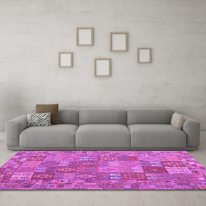 Machine Washable Southwestern Purple Country Area Rugs in a Living Room, wshcon2538pur