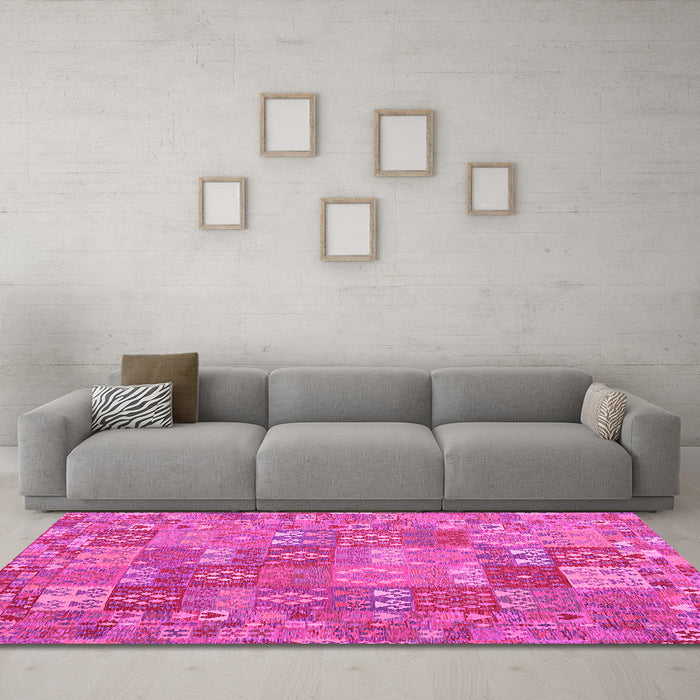 Machine Washable Southwestern Pink Country Rug in a Living Room, wshcon2538pnk