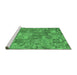 Sideview of Machine Washable Southwestern Emerald Green Country Area Rugs, wshcon2538emgrn