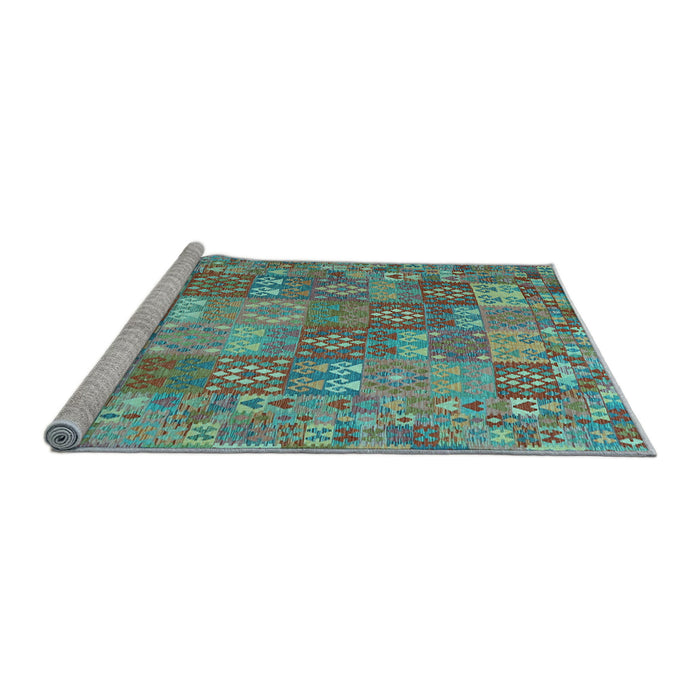 Sideview of Machine Washable Southwestern Light Blue Country Rug, wshcon2538lblu