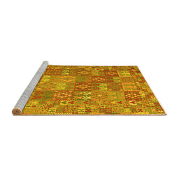 Sideview of Machine Washable Southwestern Yellow Country Rug, wshcon2538yw