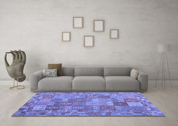 Machine Washable Southwestern Blue Country Rug in a Living Room, wshcon2538blu