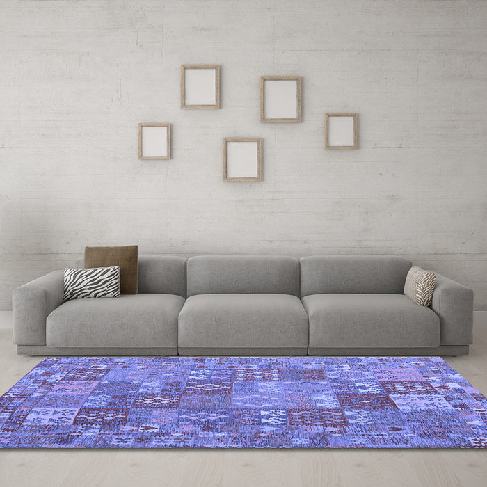 Machine Washable Southwestern Blue Country Rug in a Living Room, wshcon2538blu