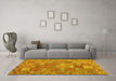 Machine Washable Southwestern Yellow Country Rug in a Living Room, wshcon2538yw