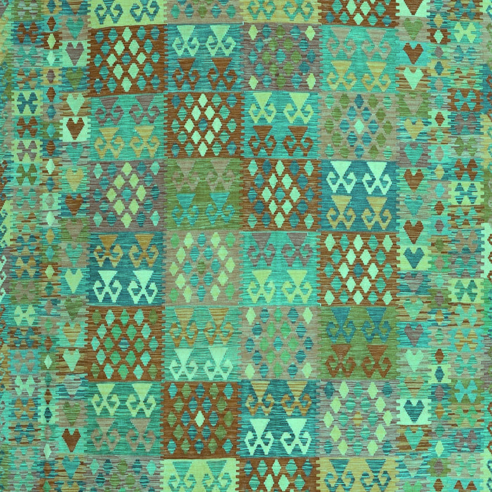 Machine Washable Southwestern Turquoise Country Area Rugs, wshcon2538turq