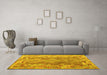 Machine Washable Southwestern Yellow Country Rug in a Living Room, wshcon2539yw