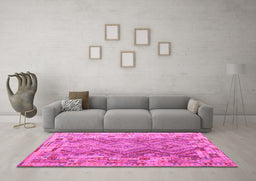 Machine Washable Southwestern Pink Country Rug in a Living Room, wshcon2539pnk