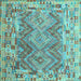 Square Southwestern Light Blue Country Rug, con2539lblu