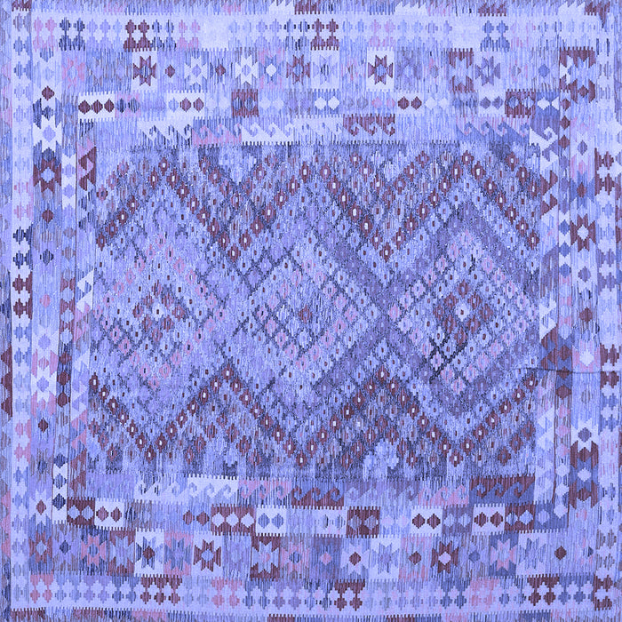 Square Machine Washable Southwestern Blue Country Rug, wshcon2539blu
