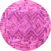 Round Southwestern Pink Country Rug, con2539pnk