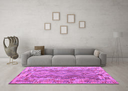 Machine Washable Southwestern Purple Country Area Rugs in a Living Room, wshcon2539pur