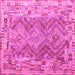 Square Machine Washable Southwestern Pink Country Rug, wshcon2539pnk