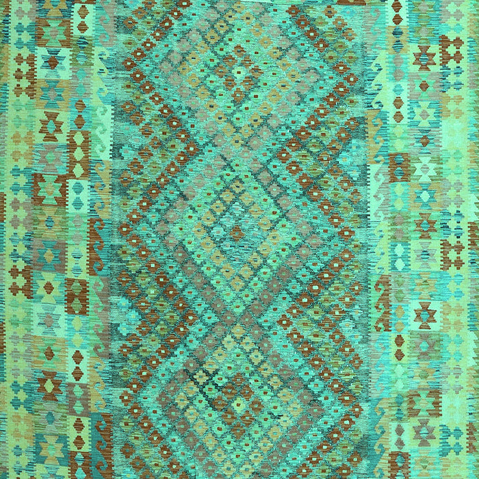 Machine Washable Southwestern Turquoise Country Area Rugs, wshcon2539turq