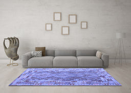 Machine Washable Southwestern Blue Country Rug in a Living Room, wshcon2539blu