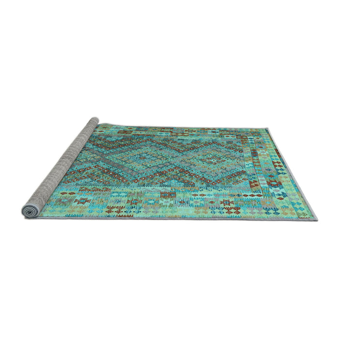 Sideview of Machine Washable Southwestern Light Blue Country Rug, wshcon2539lblu