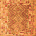 Round Machine Washable Southwestern Orange Country Area Rugs, wshcon2539org