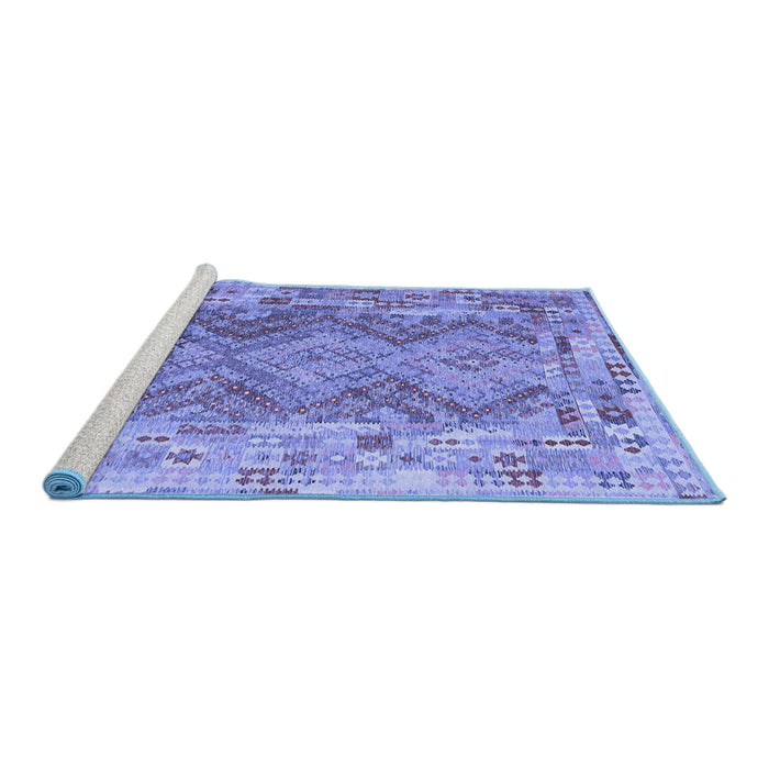 Sideview of Machine Washable Southwestern Blue Country Rug, wshcon2539blu