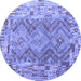 Round Southwestern Blue Country Rug, con2539blu