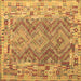 Square Machine Washable Southwestern Brown Country Rug, wshcon2539brn