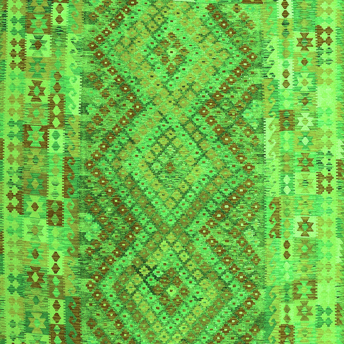 Serging Thickness of Machine Washable Southwestern Green Country Area Rugs, wshcon2539grn