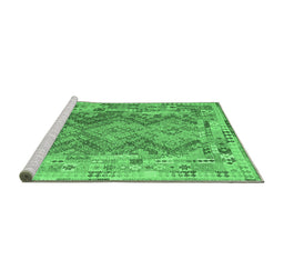 Sideview of Machine Washable Southwestern Emerald Green Country Area Rugs, wshcon2539emgrn