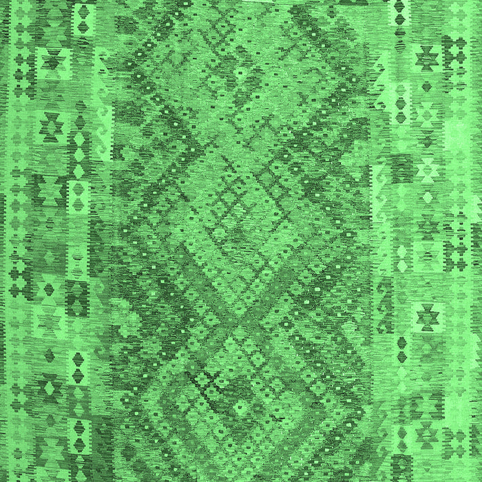 Machine Washable Southwestern Emerald Green Country Area Rugs, wshcon2539emgrn