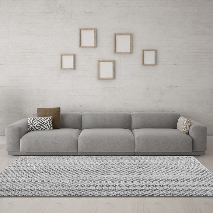 Machine Washable Abstract Gray Contemporary Rug in a Living Room,, wshcon2540gry