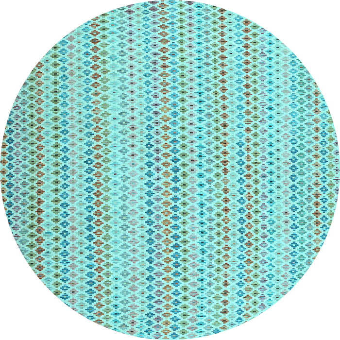 Round Abstract Light Blue Contemporary Rug, con2540lblu