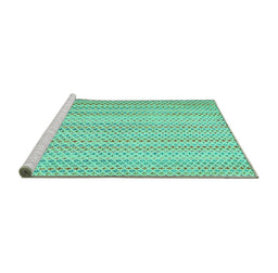 Sideview of Machine Washable Abstract Turquoise Contemporary Area Rugs, wshcon2540turq