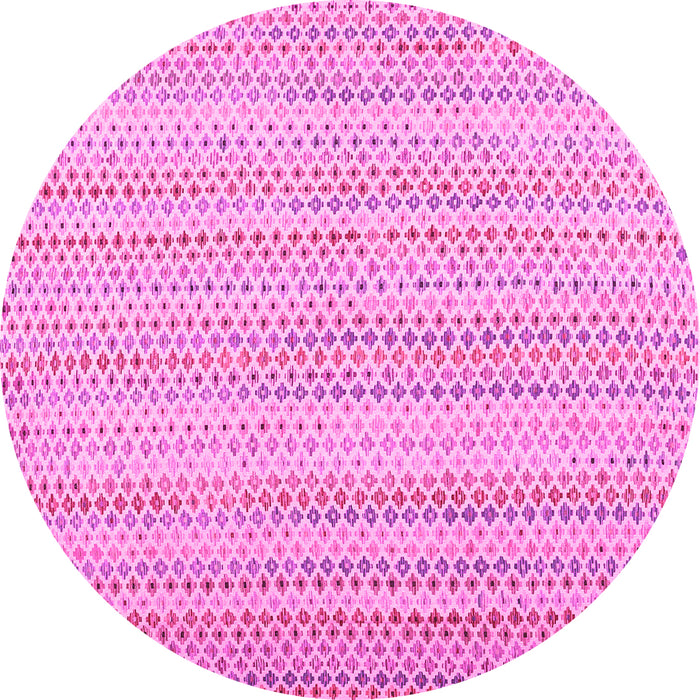 Round Machine Washable Abstract Pink Contemporary Rug, wshcon2540pnk
