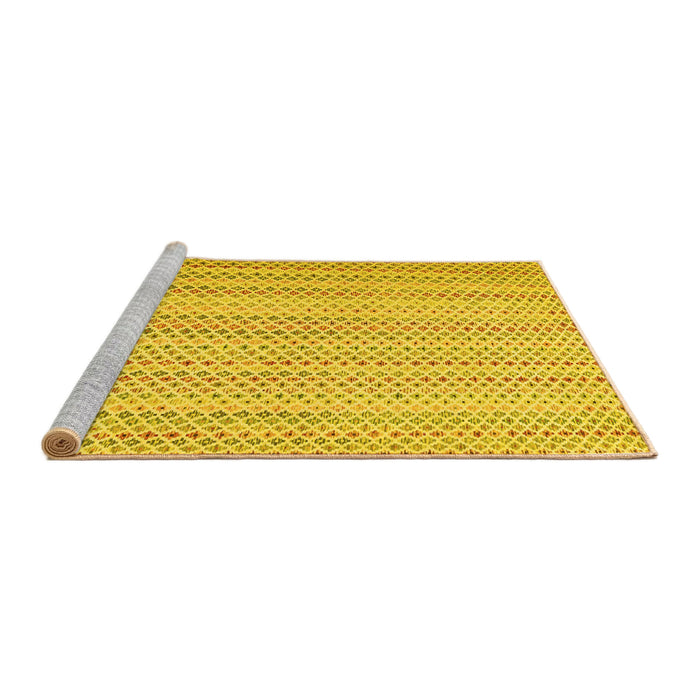 Sideview of Machine Washable Abstract Yellow Contemporary Rug, wshcon2540yw