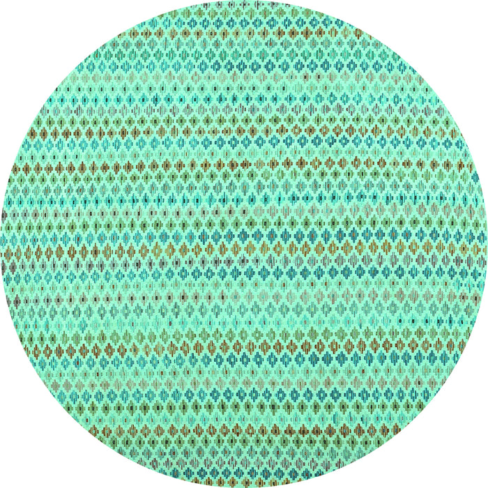 Round Abstract Turquoise Contemporary Rug, con2540turq
