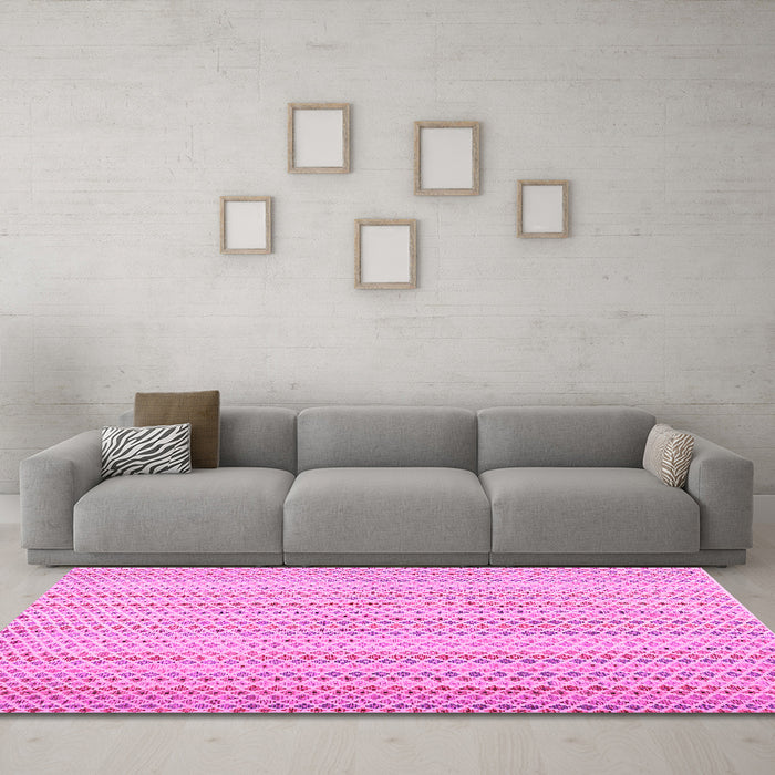 Machine Washable Abstract Pink Contemporary Rug in a Living Room, wshcon2540pnk
