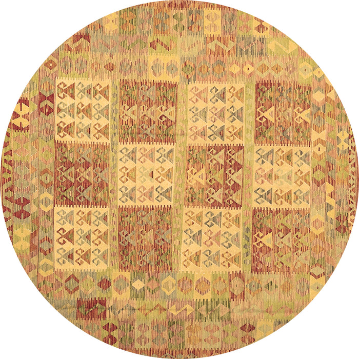 Round Machine Washable Southwestern Brown Country Rug, wshcon2541brn