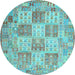 Round Southwestern Light Blue Country Rug, con2541lblu