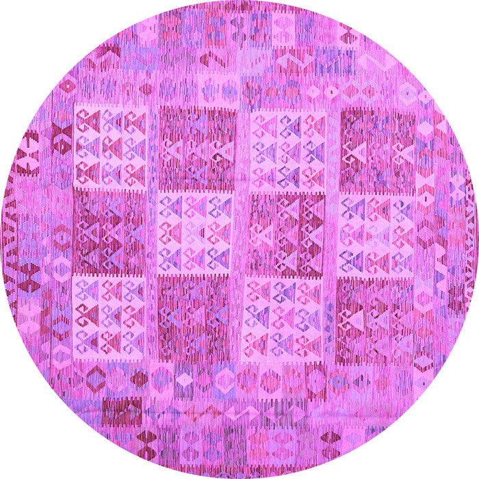 Round Machine Washable Southwestern Purple Country Area Rugs, wshcon2541pur