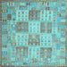 Square Southwestern Light Blue Country Rug, con2541lblu