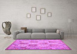 Machine Washable Southwestern Purple Country Area Rugs in a Living Room, wshcon2541pur