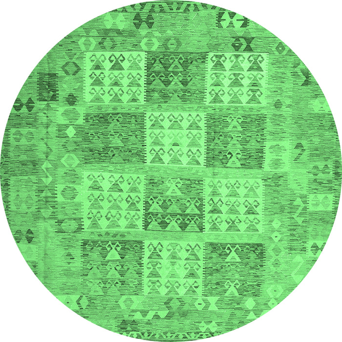 Round Southwestern Emerald Green Country Rug, con2541emgrn