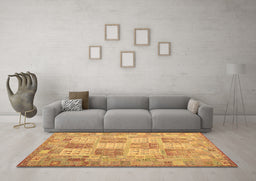 Machine Washable Southwestern Brown Country Rug in a Living Room,, wshcon2541brn