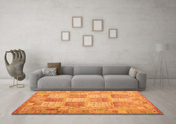 Machine Washable Southwestern Orange Country Area Rugs in a Living Room, wshcon2541org