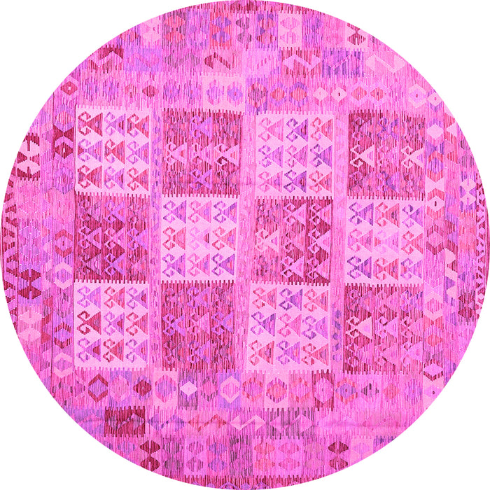 Round Southwestern Pink Country Rug, con2541pnk