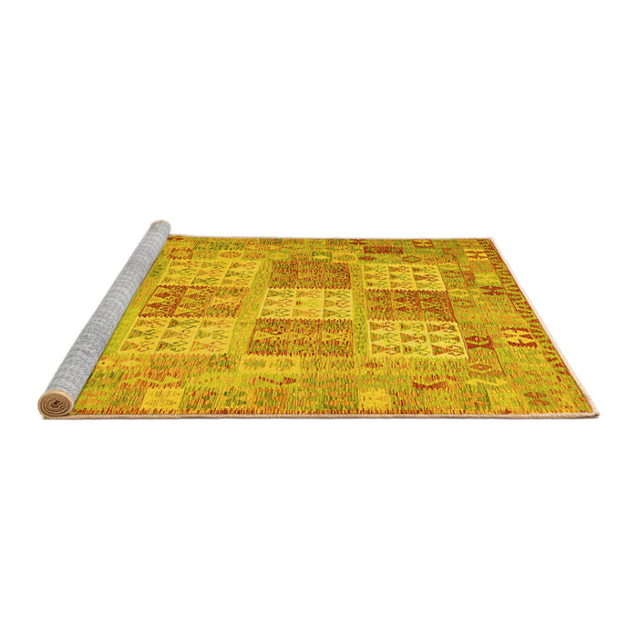 Sideview of Machine Washable Southwestern Yellow Country Rug, wshcon2541yw
