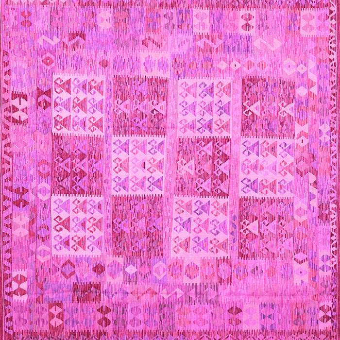 Square Machine Washable Southwestern Pink Country Rug, wshcon2541pnk