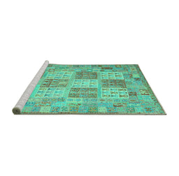 Sideview of Machine Washable Southwestern Turquoise Country Area Rugs, wshcon2541turq